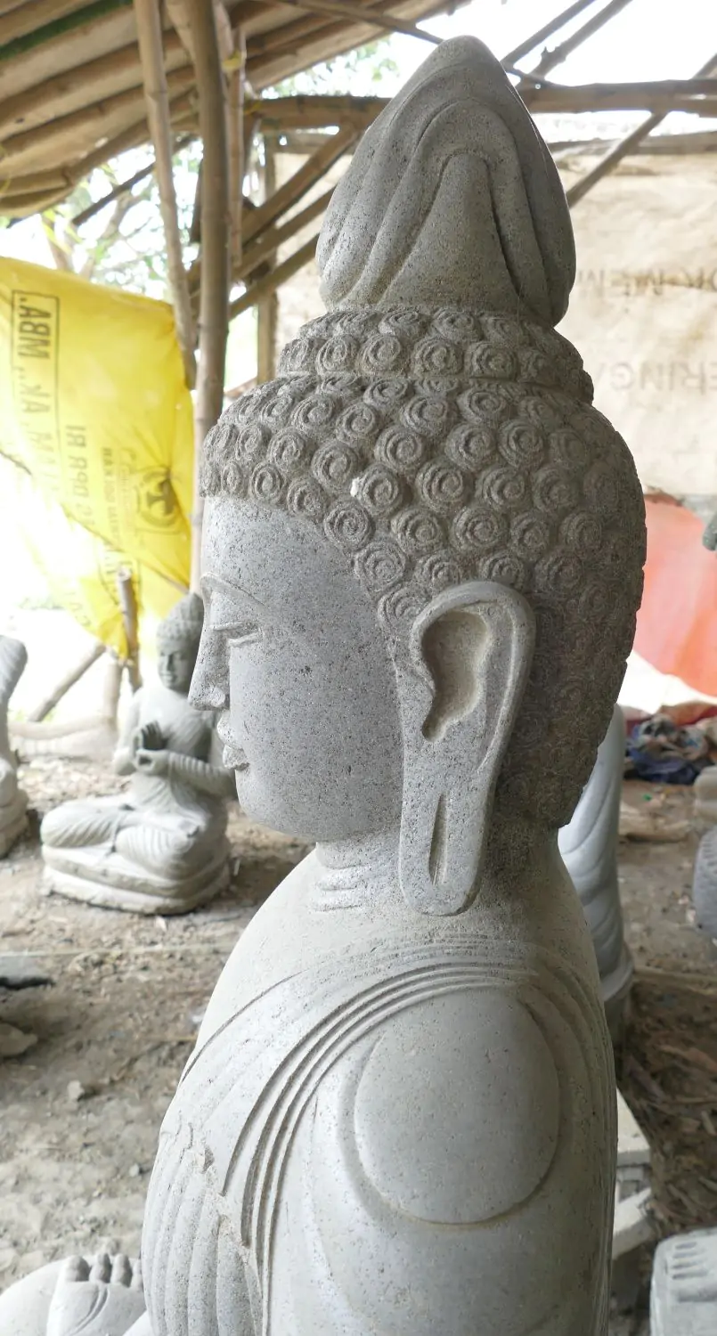  Product image 8 of the product “Seated Buddha made of Riverstone in Dhyana Position - gesture of meditation, H. 138 cm ”
